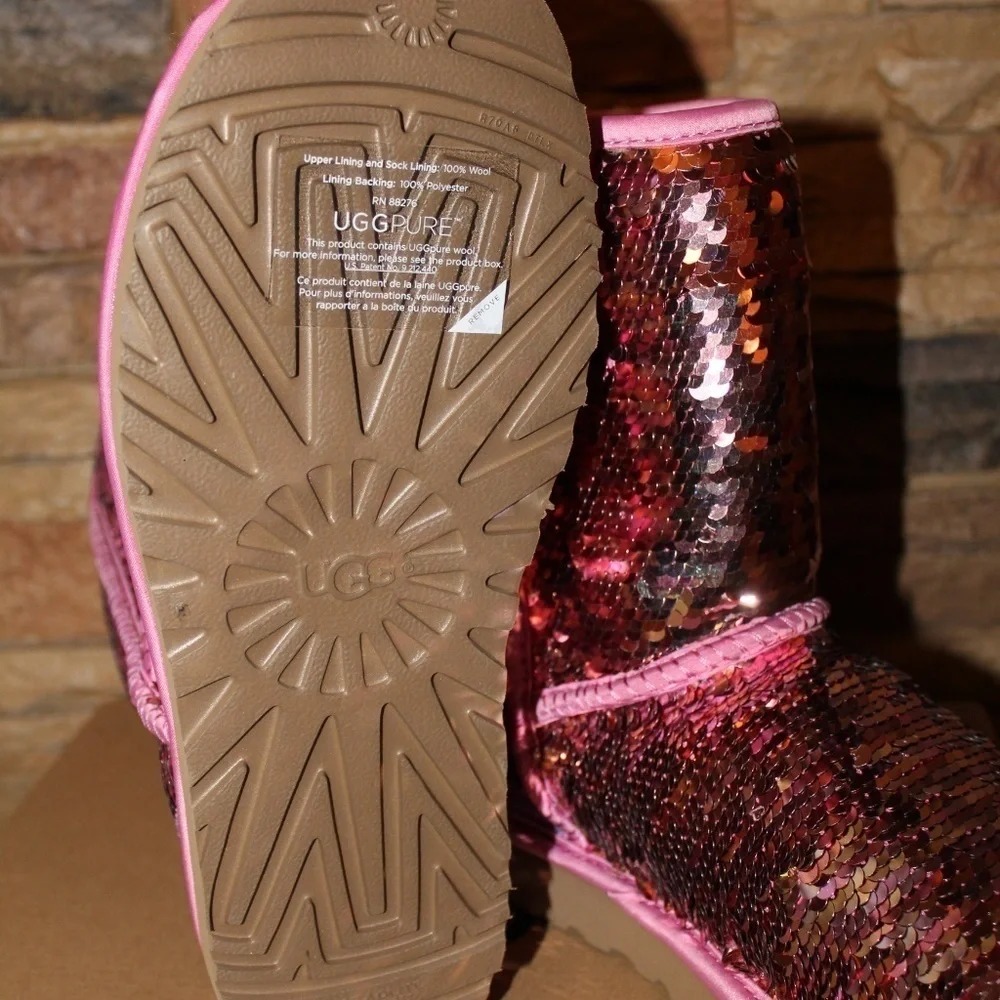 UGG SEQUIN SPARKLE Classic‎ Boots NEW! PINK